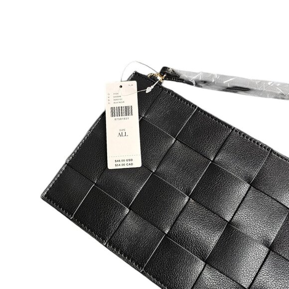 Anthropologie Woven Wristlet Wallet - Polyurethane Small Bag, Black, NWT - Picture 5 of 8